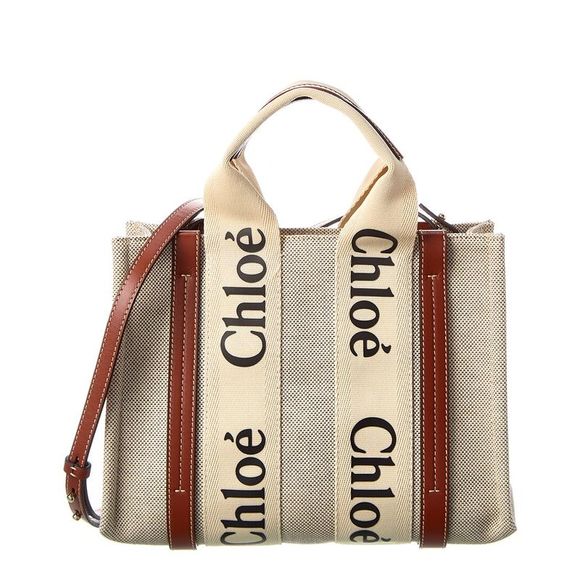 Chloé Bags Chlo Woody Small Canvas Leather Tote White Poshmark